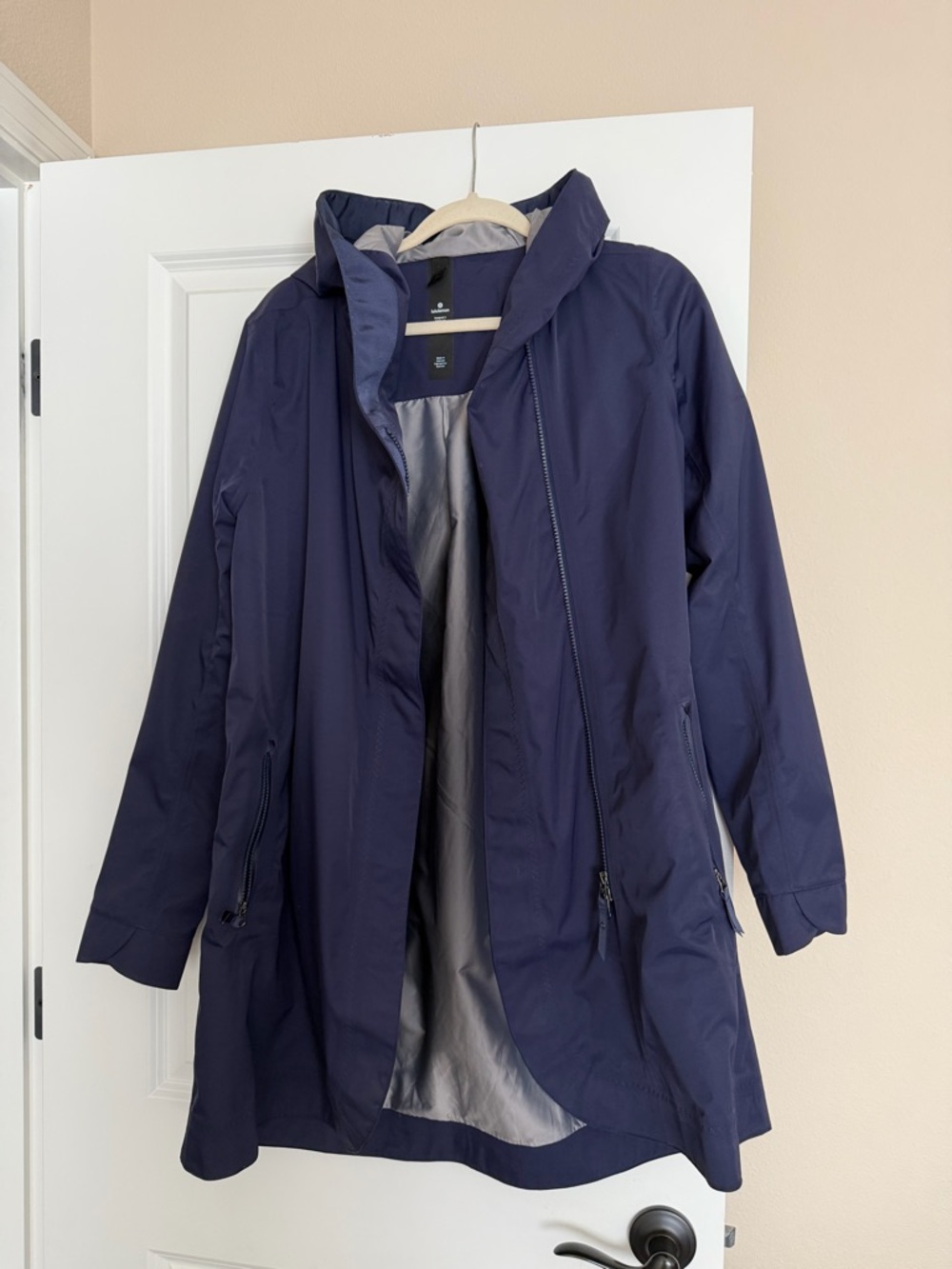 lululemon athletica Navy Hooded Trench Coat
